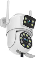 EVERSECU Dual Lens Linkage 6MP WiFi PTZ Security Camera Outdoor, 360° View, Auto Tracking, Motion Detection, Color Night Vision, 2-Way Audio, Compatible with Alexa