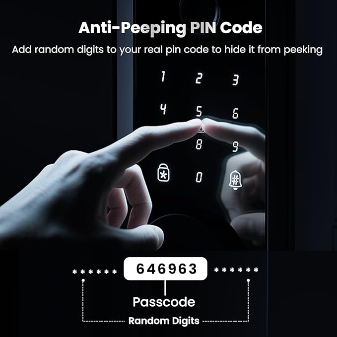 Keyless Entry Door Lock with 2 Knobs, Biquole Fingerprint Keypad Deadbolt
