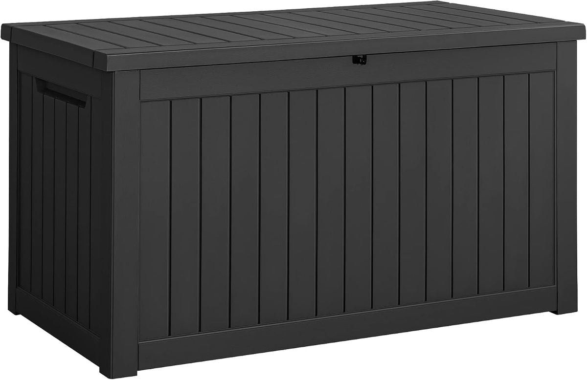 devoko xxl 230 gallon resin large deck box shown in use