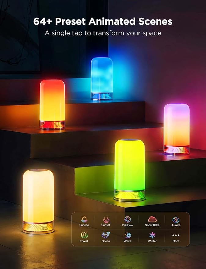 Govee RGBIC Smart Table Lamp 2, Touch Bedside Small Table Lamp Compatible