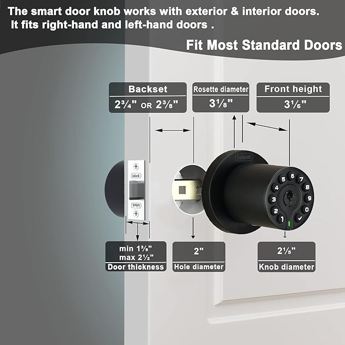 iulock IU-20 Code Door Lock, Electronic Door Knob