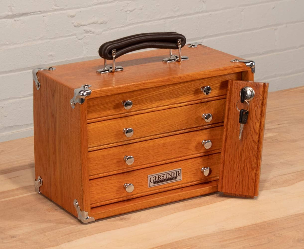 gerstner international gi-t12 red oak 4-drawer mini portable, close-up detail