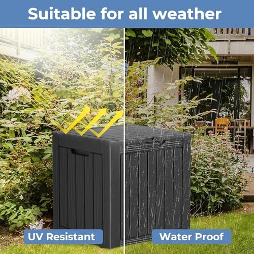 Outdoor Storage Box 35GAL Waterproof Resin Deck Box,Pool Accessories Supplies，UV-Resistant Lockable Package Delivery Bin for Garden Tools,Large Patio Outside Cushions,Chest,Furniture,Black