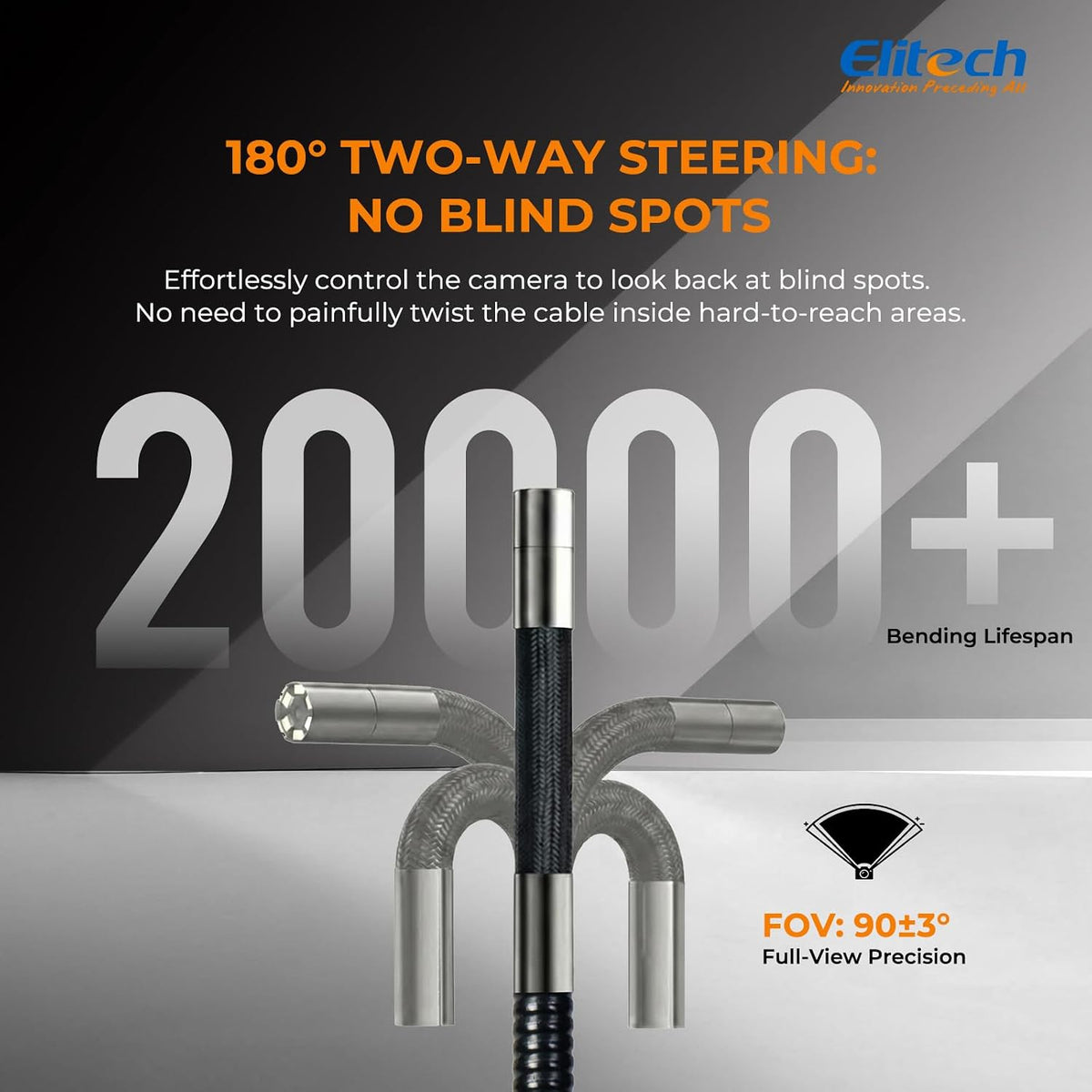 elitech articulating borescope with light, 6mm/0.24in inspection camera, package contents