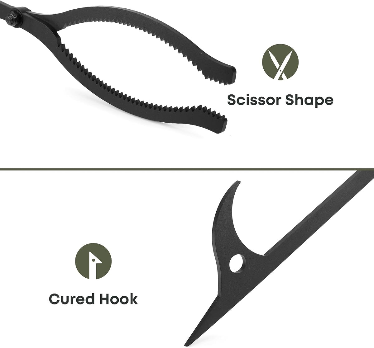 stanbroil 40" firewood tongs and fire poker set, close-up detail