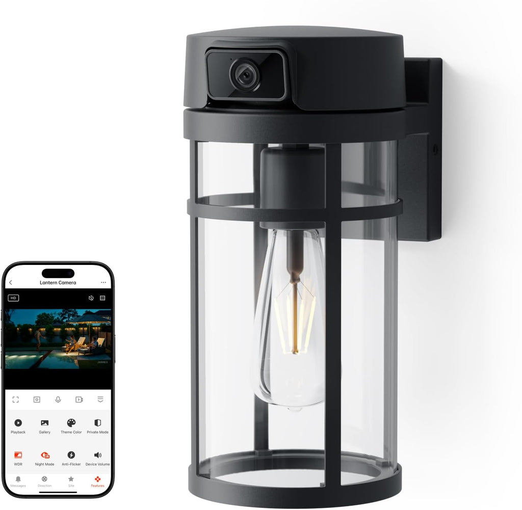Jarnex Outdoor Porch Light Camera, 2K Wi-Fi Security Cam