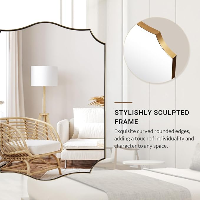 ANDY STAR Gold Mirrors, 24x32 Inch Bathroom Vanity Mirror, Antique Brass