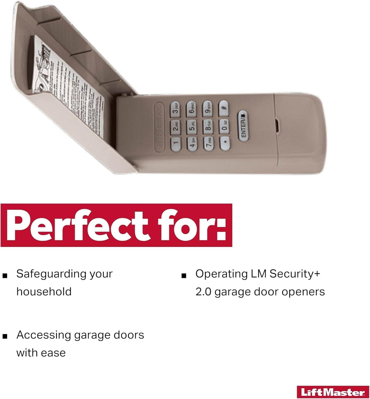 liftmaster 877lm wireless and keyless entry keypad for on a desk or shelf