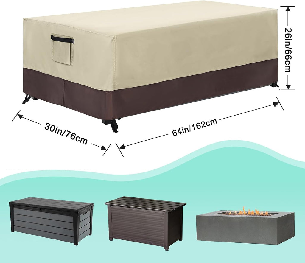 abccanopy outdoor deck box cover 64x30x26 inch, waterproof shown in use