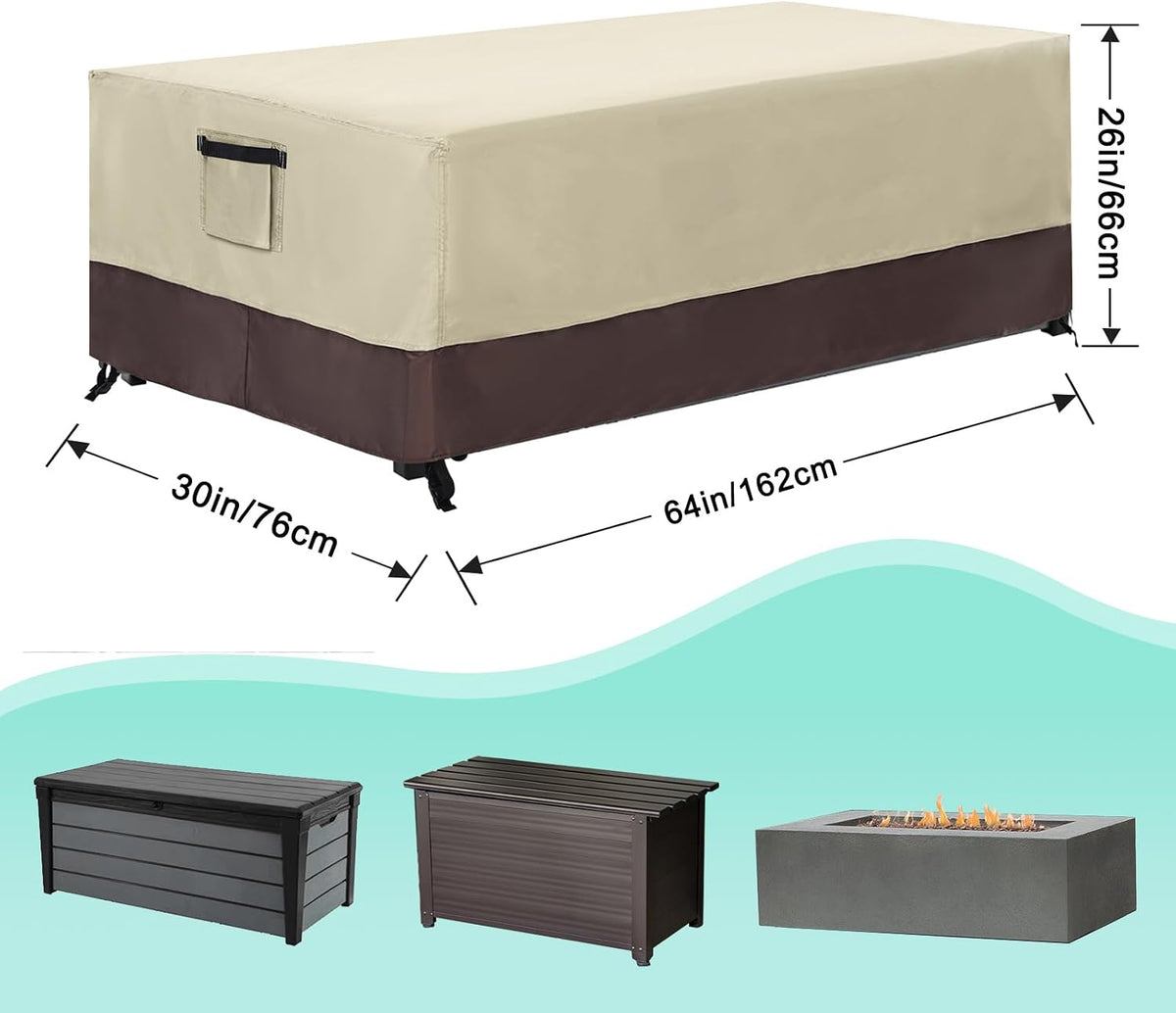 abccanopy outdoor deck box cover 64x30x26 inch, waterproof shown in use