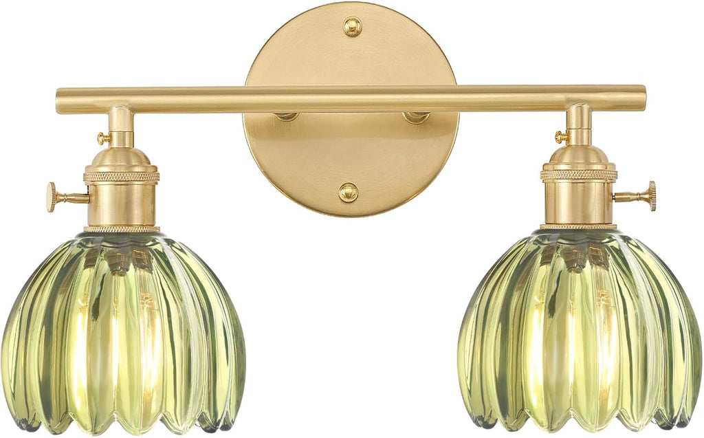 Shenmoyl Bathroom Light Fixtures, 2-Light Brass Vanity Wall Light Over Mirror