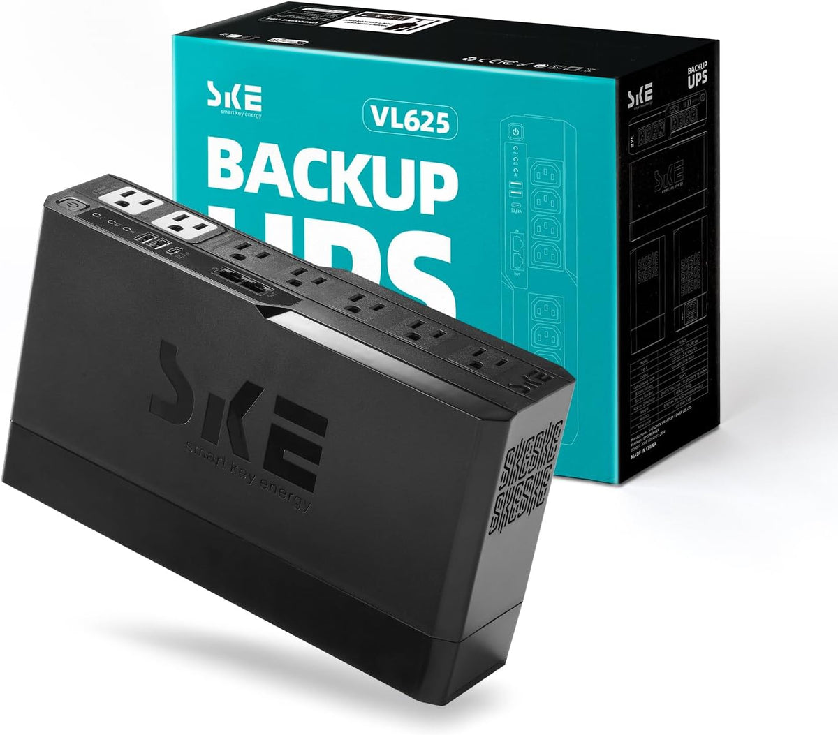 SKE Compact Size 625VA/360W UPS Battery Backup & Surge Protector