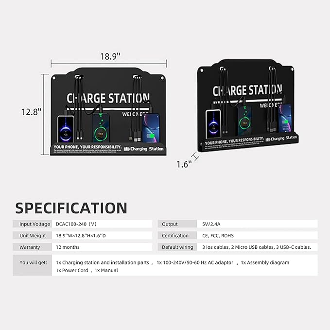 Wall Mounted Cell Phone Charging Station Mobile Phone Charging Station | Fast