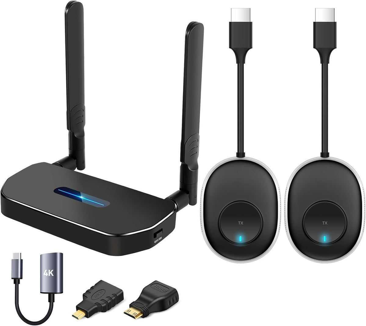 Wireless Hdmi Transmitter and Receiver 4k Kit.One Receiver and Two Transmitter