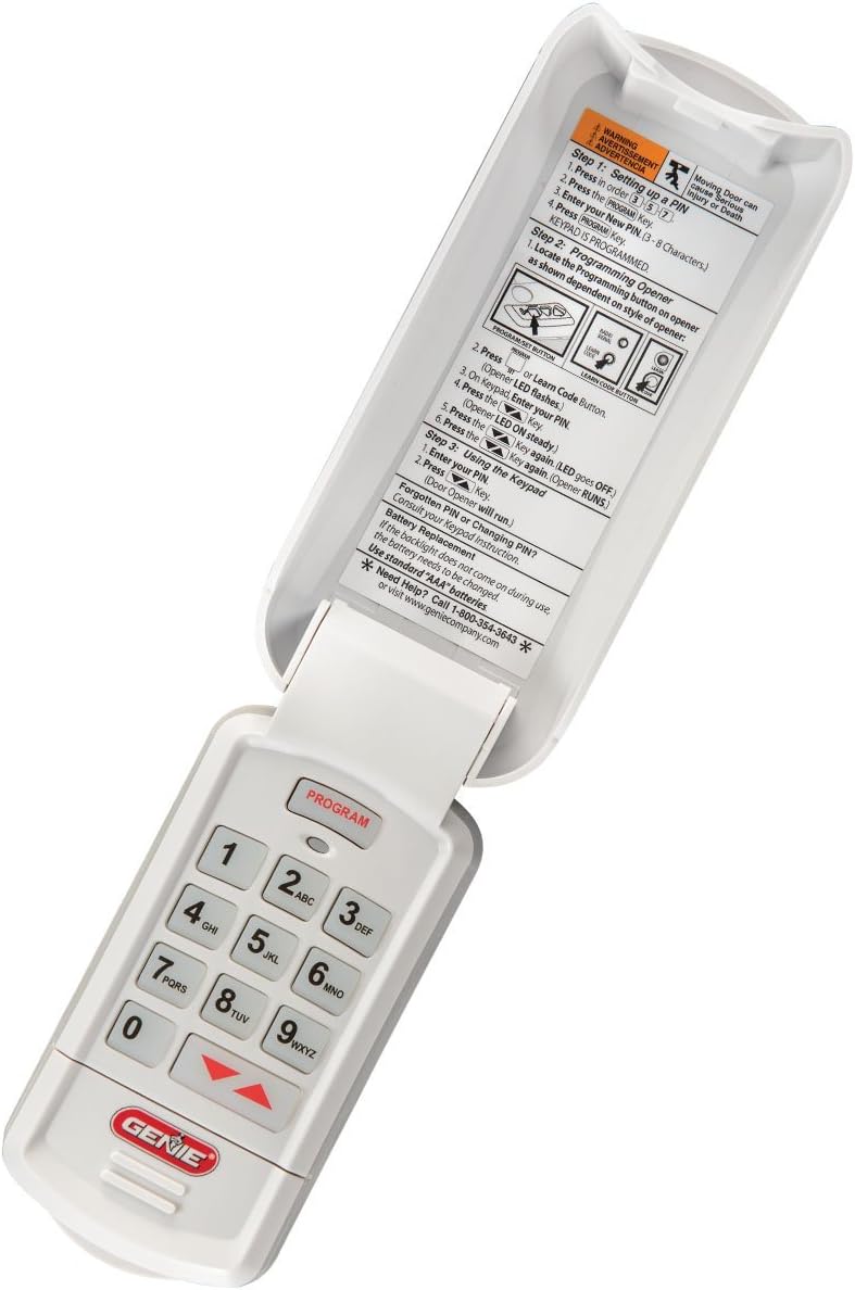 genie garage door opener wireless keyless keypad shown in use