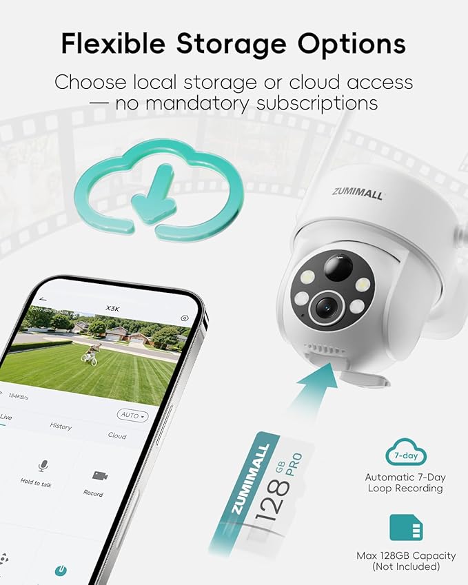 ZUMIMALL 2K Solar Security Cameras Wireless Outdoor | 360° PTZ View Control via