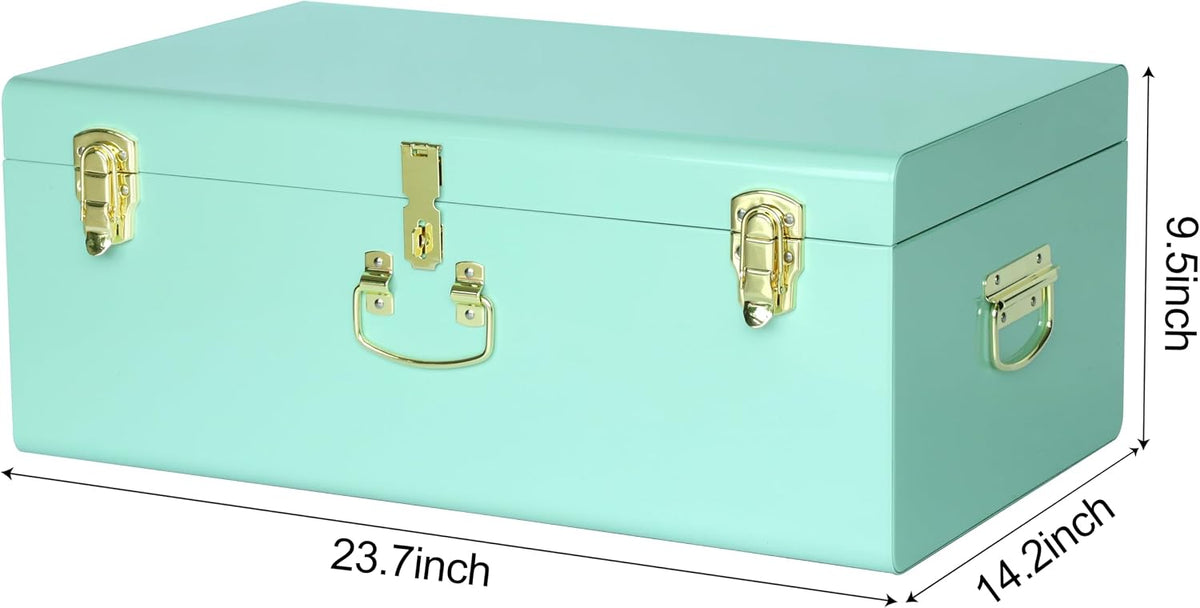 vixdonos large metal trunk decorative storage box college, side view