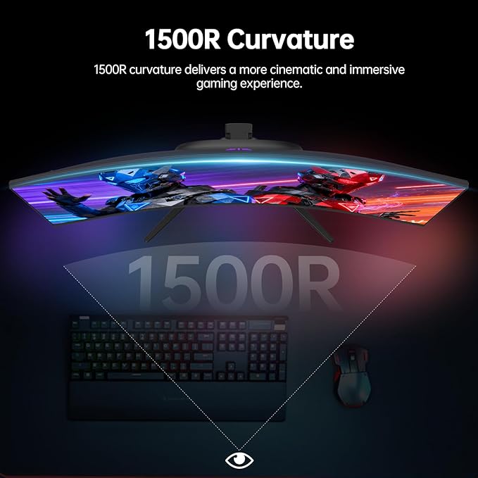 KTC 32 Inch Curved Gaming Monitor, 2K 180Hz Computer Monitor, QHD 1500R PC