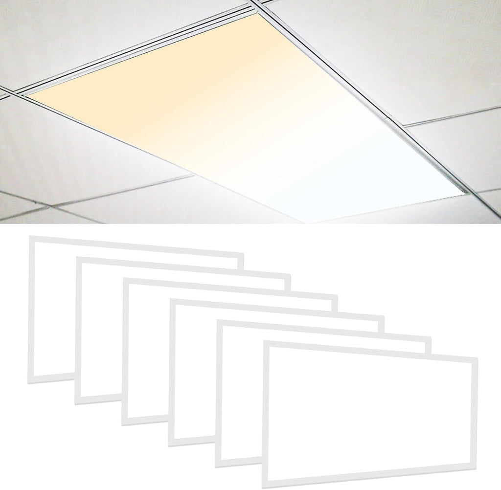 CycevSun 6-Pack 2x4 LED Flat Panel Light Drop Ceiling 0-10V Dimmable, 30/40/50W