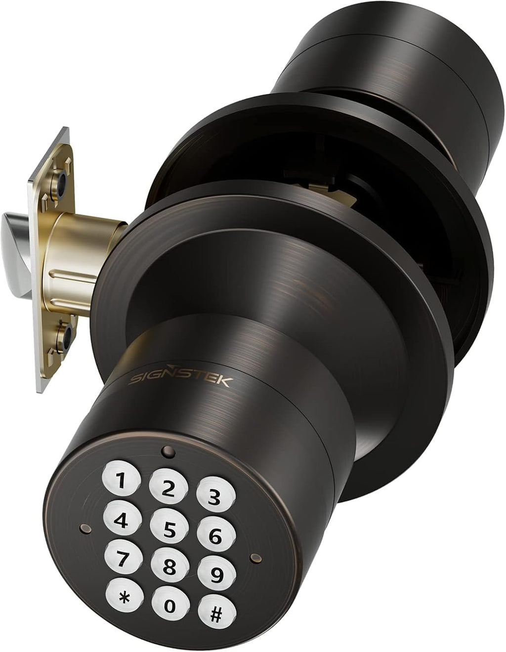 Keyless Entry Door Lock,Door Knob with Keypad，Smart Code Door Lock,Mute Mode,Passage Function, Easy to Install,Oil Rubbed Bronze
