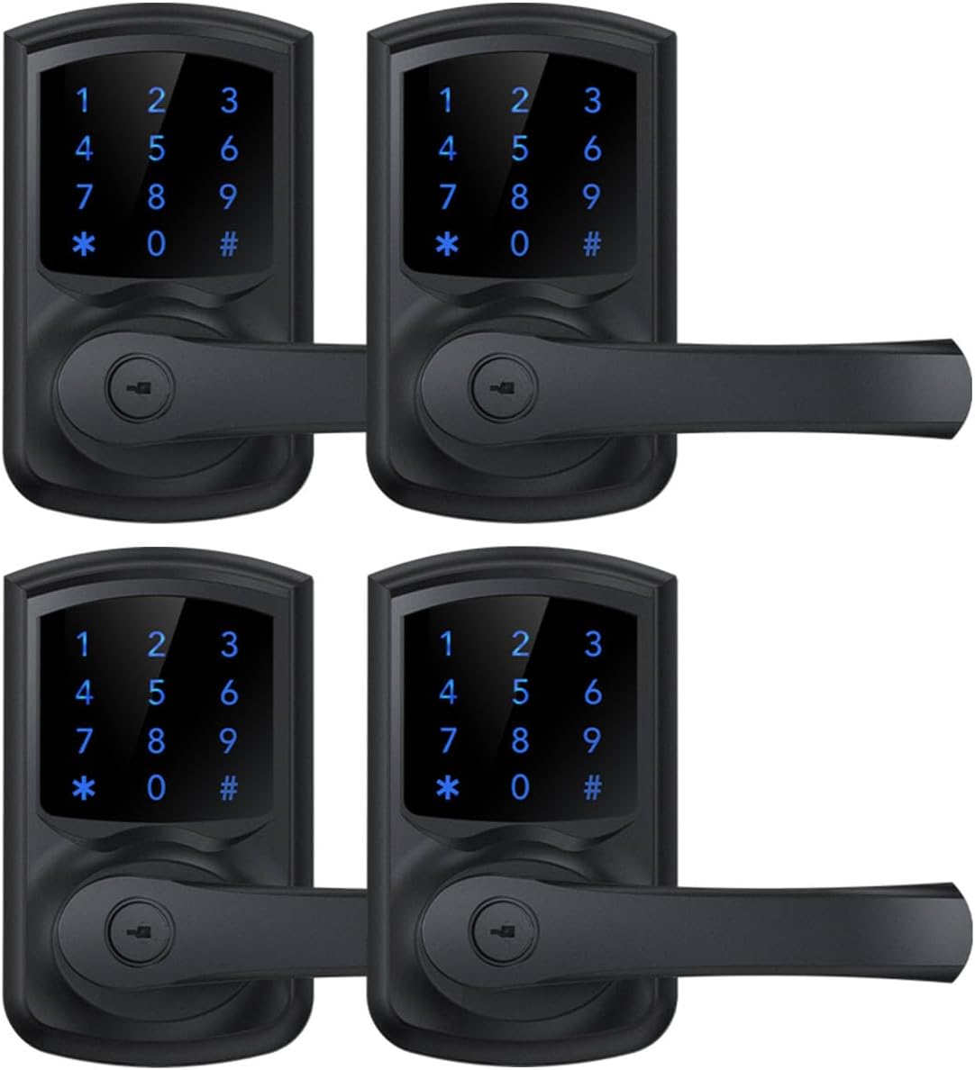 Keypad Keyless Entry Door Lock with Handle Smart Digital Deadbolts 4 Pack