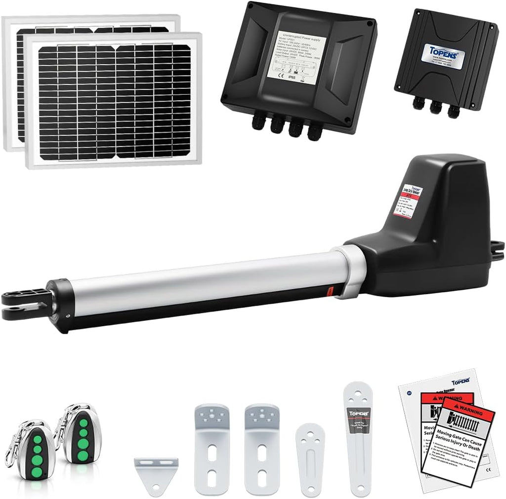 TOPENS AT6131S Solar Single Swing Gate Opener Medium Duty Automatic Gate Motor