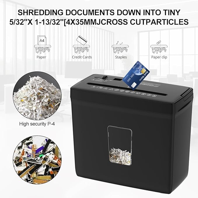 Woolsche Paper Shredder for Home, 5 Sheet Desktop Cross Cut