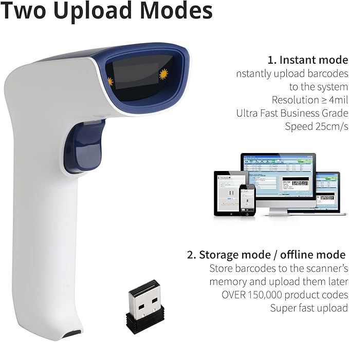 ScanAvenger Wireless Portable 1D Bluetooth Barcode Scanner: Hand Scanner 3-in-1