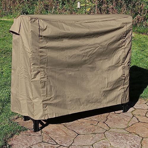 Sunnydaze 4-Foot Firewood Log Rack Cover with PVC Backing, Khaki