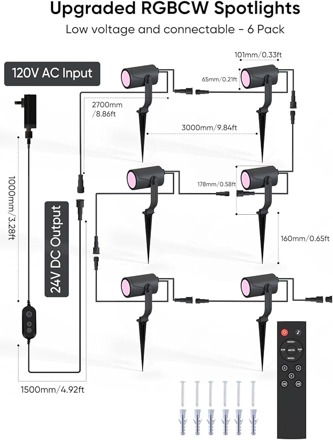 APPECK Smart Landscape Lighting Kit 36W, RGBCW Smart Landscape Lights 6 Pack