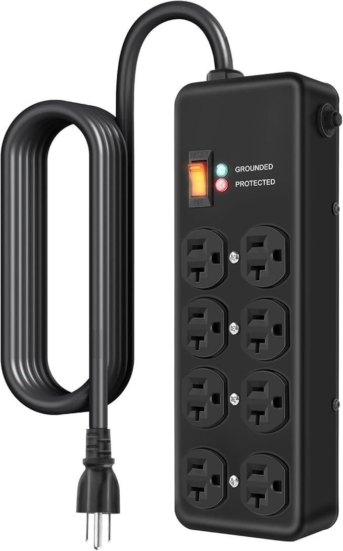 Heavy Duty Surge Protector 20Amp, Metal Power Strip