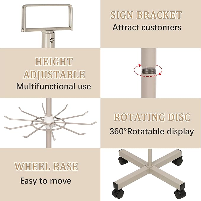Exttlliy Retail Display Stand Store Display Rack 5 Tier Metal Spinning Display
