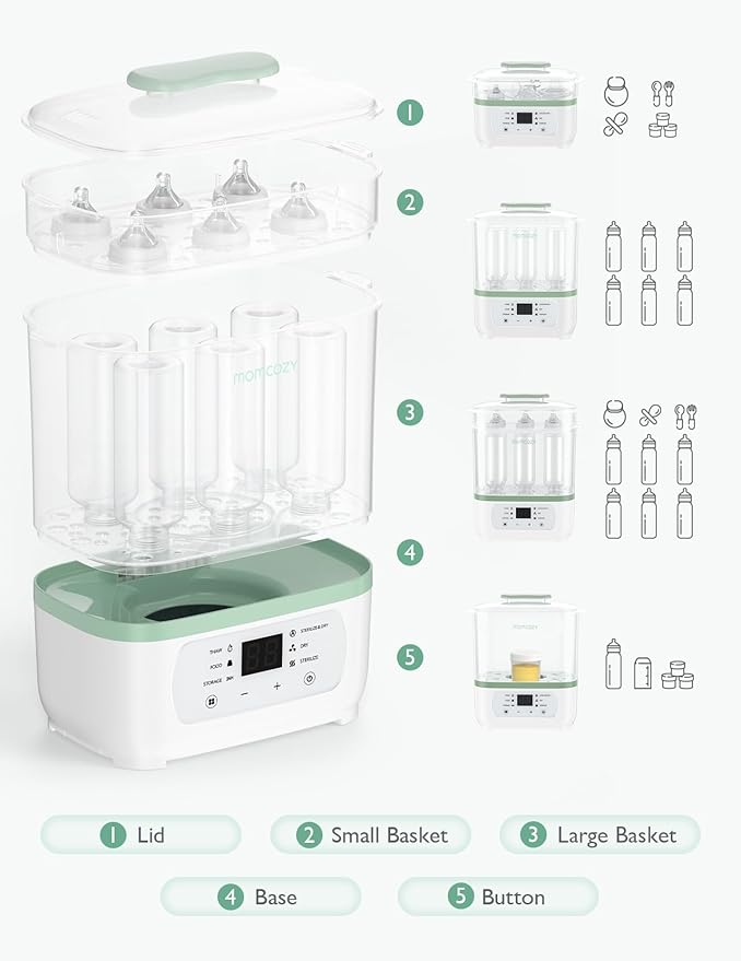 Momcozy Bottle Sterilizer and Dryer, 8-in-1 Electric Steam Baby Bottle
