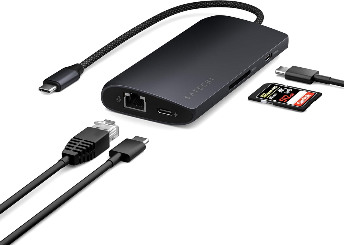 Satechi 8 in 1 USB C Hub Multiport Adapter V3, 8K HDMI, 100W Charging, 4 USB