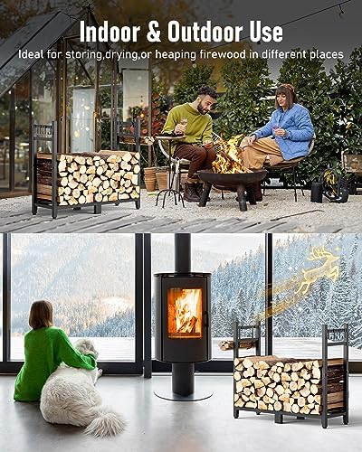 34inch Firewood Rack Indoor with Log Carrier,Outdoor Wood Rack for Firewood