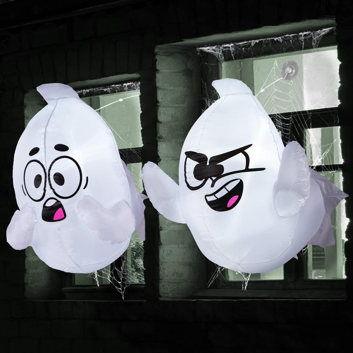 Joiedomi 2 Pack Halloween Inflatable Window Ghost with Build-in LED, 2.6 FT Tall Blow Up Inflatable Scary Flying Ghost Broke Out from Window for Halloween Outdoor, Yard, Garden, Lawn Decoration