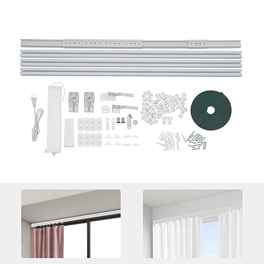 Smart Curtain Motor with Remote, Compatible with Alexa & Google Home App Control