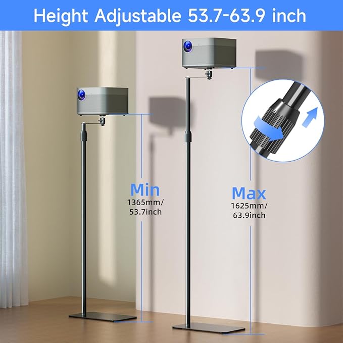 suptek 63.9” Extendable Projector Stand Against Wall Hidden Stand, 360°Swivel