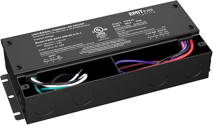 EMITEVER Dimmable Led Driver, 2 Packs 96W AC 110V-277V to DC 24V Transformer