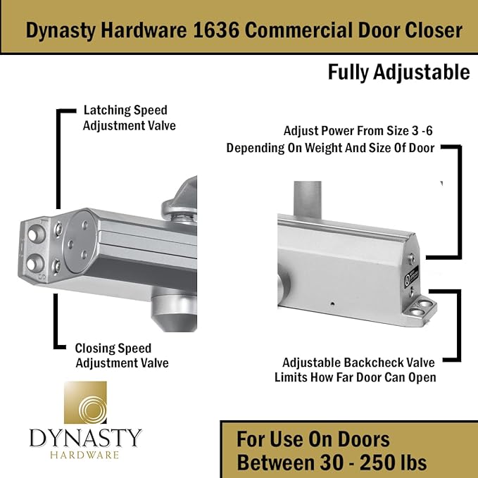 Dynasty Door Closer Adjustable Spring Size 3-6 Hydraulic Automatic Door Closer