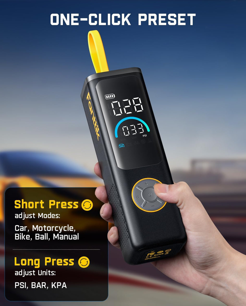 Fanttik X9 APEX Portable Air Compressor for Car Tires, 35s Fast Inflation