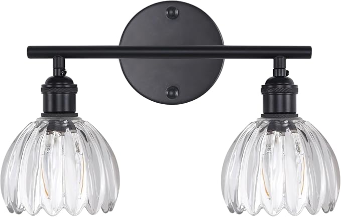 Shenmoyl Bathroom Light Fixtures, 2-Light Black Vanity Wall Light Over Mirror