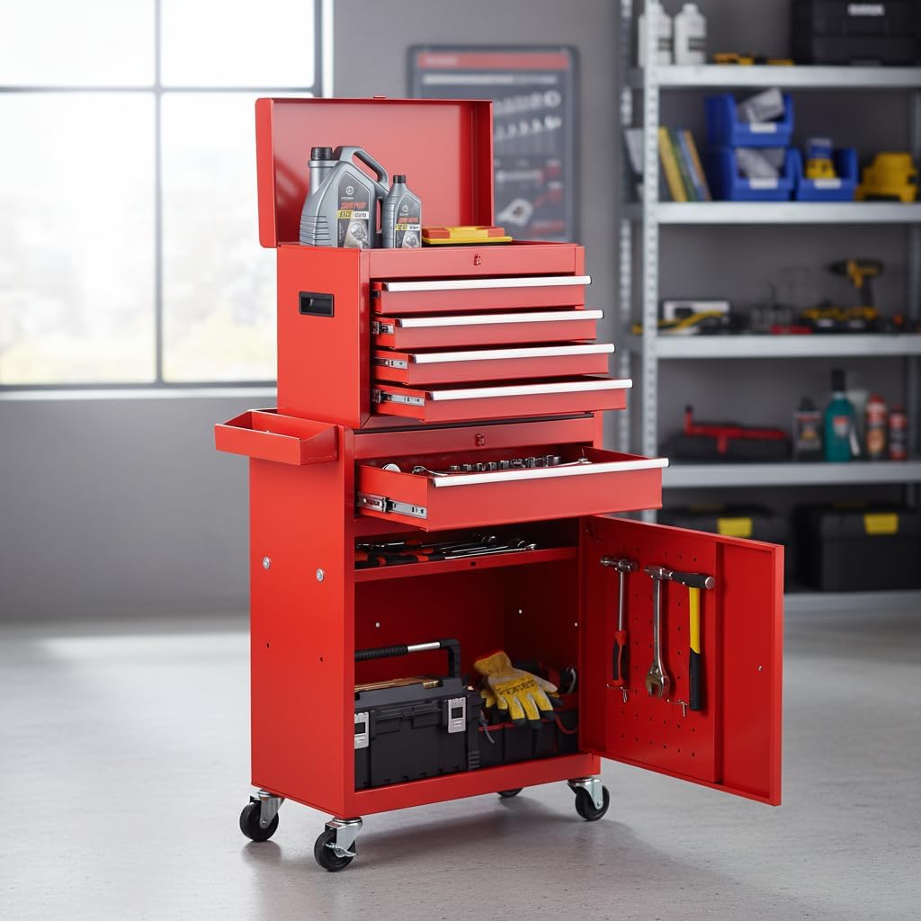 dawmilon 5 drawer rolling tool chest with detachable shown in use
