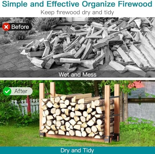 Eibikdi Firewood Rack Outdoor, Black, Set of 2