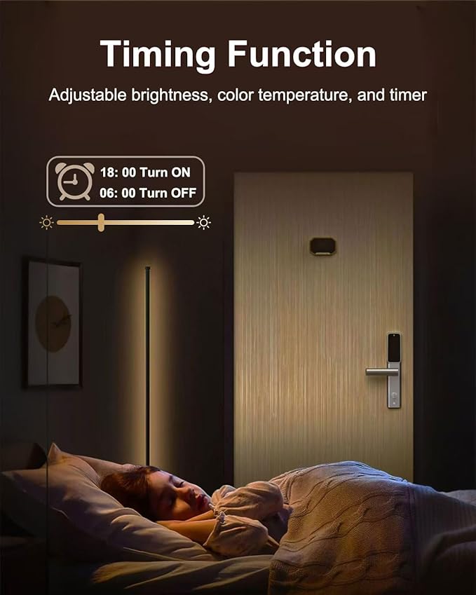 Keepsmile Smart RGB LED Corner Floor Lamp, Bright Tall Standing Lamps (2 Pack)