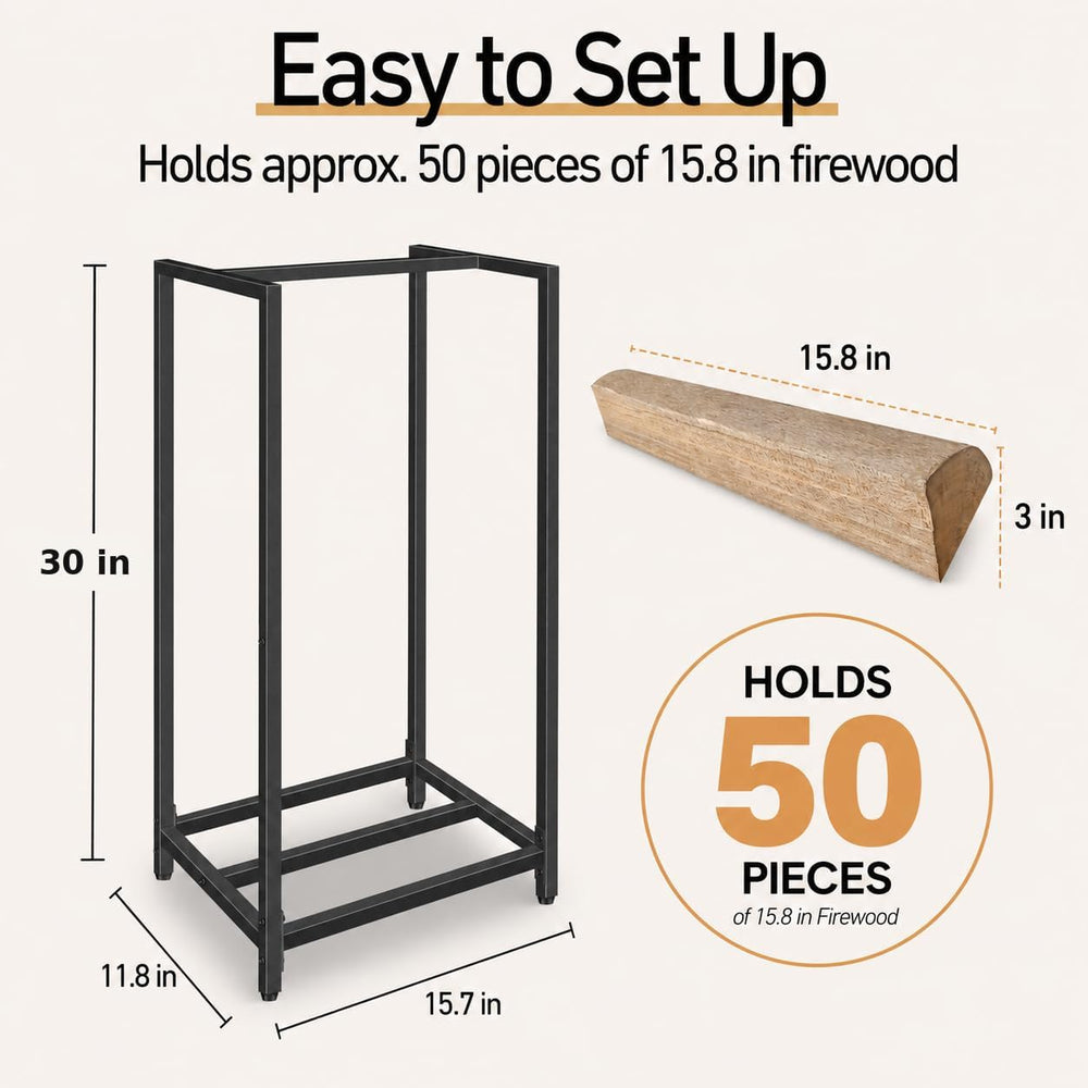Firewood Rack Indoor Outdoor, 2Pack 30” Tall Firewood Holder Metal Small Log ...