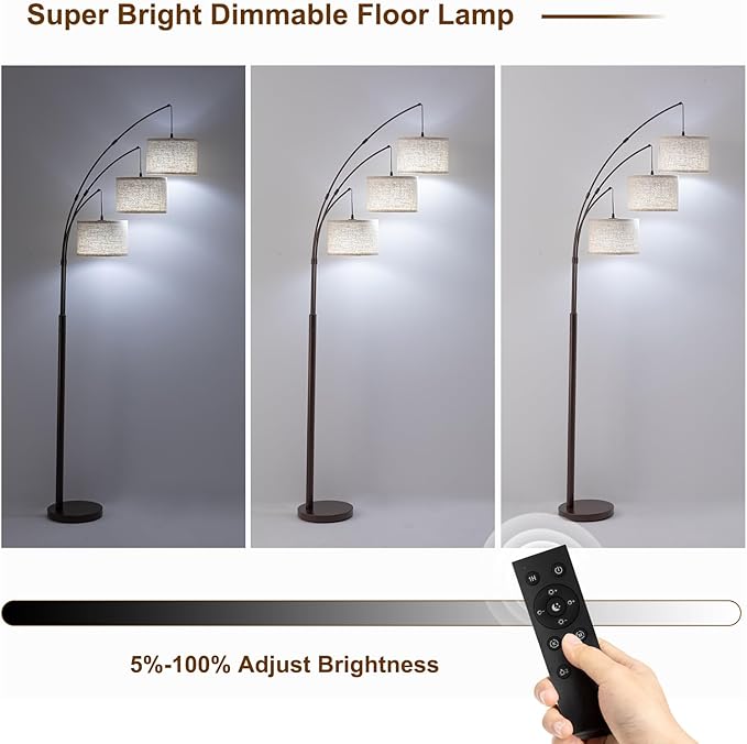 Fansdrick 3 Light Arc Floor Lamps