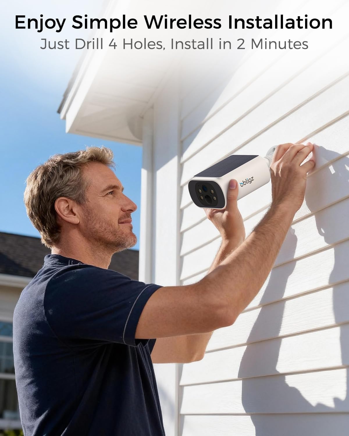 4mp solar security cameras wireless outdoor, 2mins diy, side view