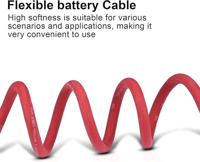 Shirbly 6 Gauge Battery Cable, 30FT Red + 30FT Black 6 AWG Pure Copper Wire