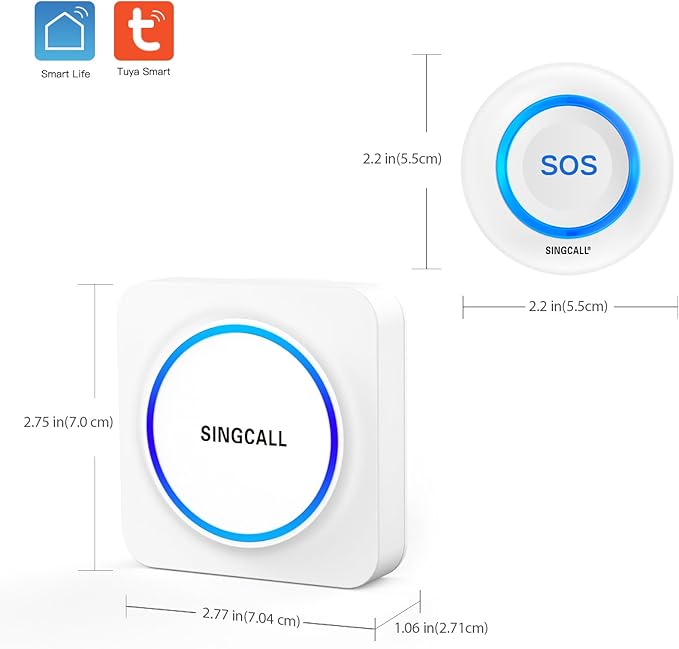 SINGCALL Tuya WiFi SOS Wireless Calling Caregiver Pager System Calling Alert